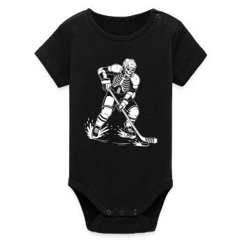 Skeleton spielt Hockey - Organic Kurzarm-Babybody von Stanley/Stella - Schwarz - Vorne