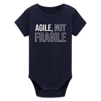 Agile Development, Scrum Coach Hoodie - Organic Short Sleeve Baby Bodysuit by Stanley/Stella - navy - Front