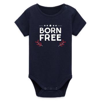 Born Free - Organic Short Sleeve Baby Bodysuit by Stanley/Stella - navy - Front
