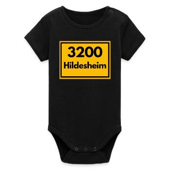 ALTE POSTLEITZAHL PLZ RETRO 3200 HILDESHEIM DOM - Organic Kurzarm-Babybody von Stanley/Stella - Schwarz - Vorne