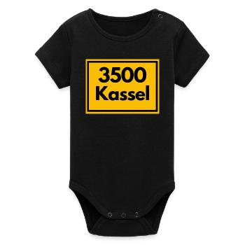 ANCIEN CODE POSTAL RETRO 3500 KASSEL LÖWENSTADT - Body bébé manches courtes bio Stanley/Stella - noir - Devant