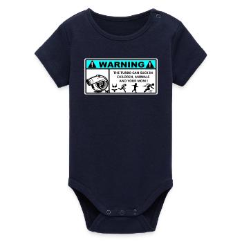 Autocollant Danger Turbo  - Body bébé manches courtes bio Stanley/Stella - marine - Devant
