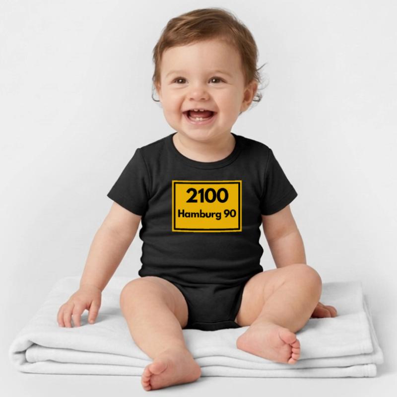 OLD POSTCODE POSTCODE RETRO 2100 HAMBURG 90 ALSTER Organic Short Sleeve Baby Bodysuit by Stanley/Stella