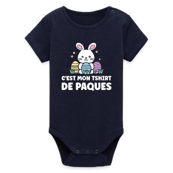 hUMOUR EASTER - Organic Short Sleeve Baby Bodysuit by Stanley/Stella - navy - Front