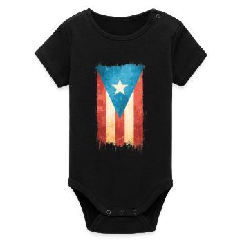 Puerto Rico - Organic Short Sleeve Baby Bodysuit by Stanley/Stella - black - Front