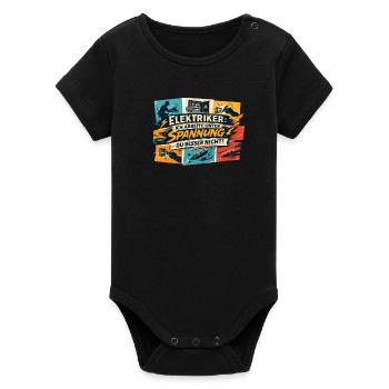 Under Voltage Electrician Saying - Organic Short Sleeve Baby Bodysuit by Stanley/Stella - black - Front
