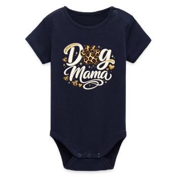 Chemise à motif léopard doré Dog Mama - Body bébé manches courtes bio Stanley/Stella - marine - Devant