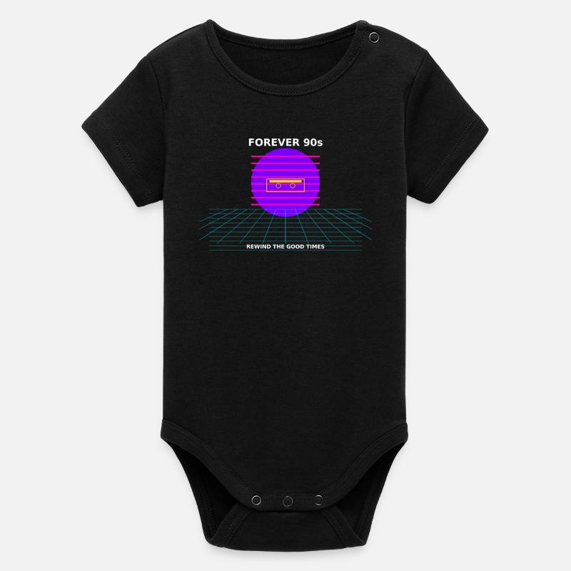 nostalgia_90s_tshirt_design - Body bébé manches courtes bio Stanley/Stella - noir