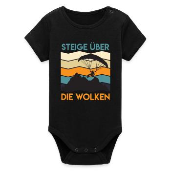 Paraglider SOAR ABOVE THE CLOUDS Funny - Organic Short Sleeve Baby Bodysuit by Stanley/Stella - black - Front