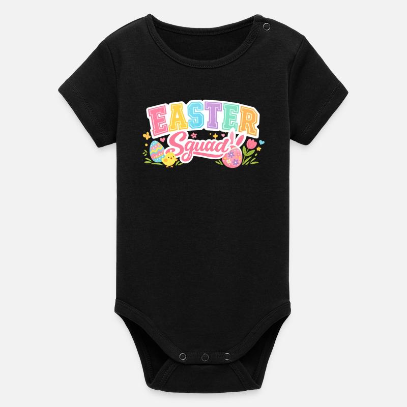 Easter Squad Egg Hunt - Organic Short Sleeve Baby Bodysuit by Stanley/Stella - black