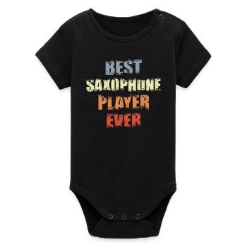 Best Saxophone Player Ever - Organic Kurzarm-Babybody von Stanley/Stella - Schwarz - Vorne