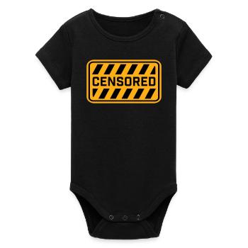 Censored Funny Statement Freedom Logo - Organic Short Sleeve Baby Bodysuit by Stanley/Stella - black - Front