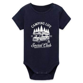Conception de la vie de camping pour les amateurs de camping-car - Body bébé manches courtes bio Stanley/Stella - marine - Devant