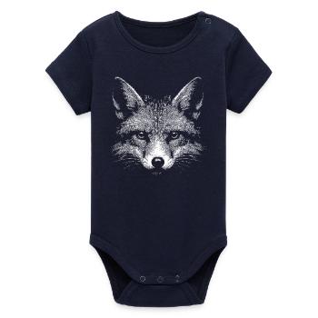 Red fox - Organic Short Sleeve Baby Bodysuit by Stanley/Stella - navy - Front