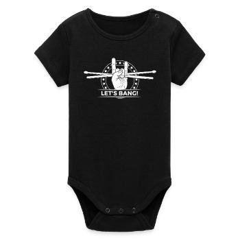 Let's Bang Drum Emblem - Organic Kurzarm-Babybody von Stanley/Stella - Schwarz - Vorne