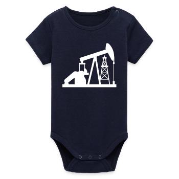 Conception de la pompe de transfert de pétrole Oil Pumpjack USA - Body bébé manches courtes bio Stanley/Stella - marine - Devant
