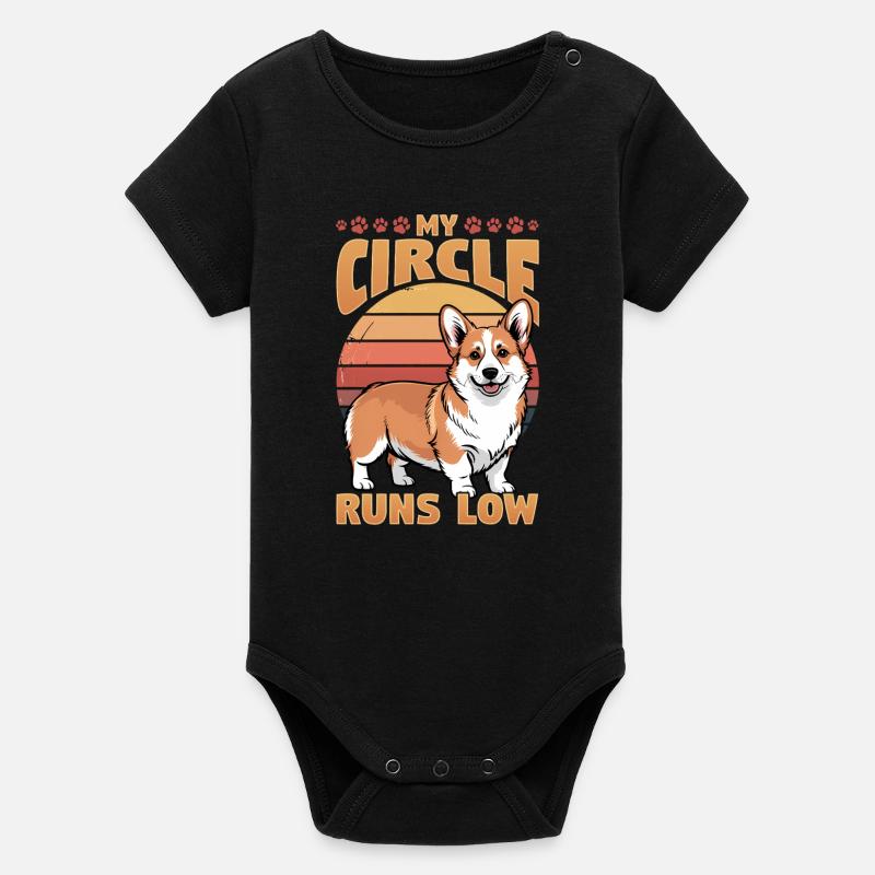 Corgi de race de chien drôle - Body bébé manches courtes bio Stanley/Stella - noir