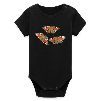 Papillons œil de paon en amour Œil de paon - Body bébé manches courtes bio Stanley/Stella - noir - Devant