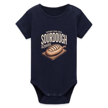 Local Sourdough Dealer - Organic Short Sleeve Baby Bodysuit by Stanley/Stella - navy - Front