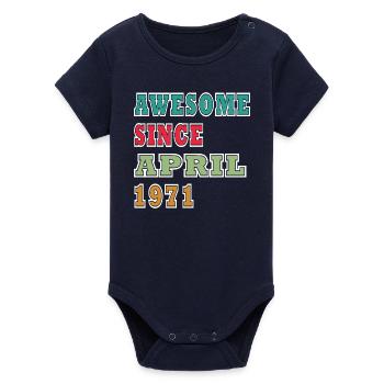 Awesome since April 1971 - Organic Short Sleeve Baby Bodysuit by Stanley/Stella - navy - Front