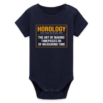 Watch Movement - Organic Short Sleeve Baby Bodysuit by Stanley/Stella - navy - Front