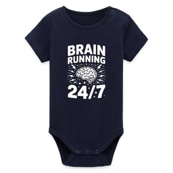 Brain Running ADHD Chaos - Organic Short Sleeve Baby Bodysuit by Stanley/Stella - navy - Front
