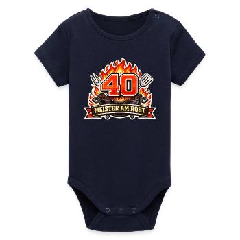 40 Master on the grill - Organic Short Sleeve Baby Bodysuit by Stanley/Stella - navy - Front