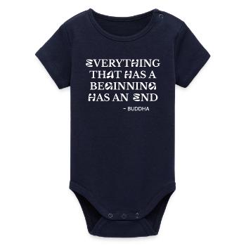 Buddha Quote Tee - Organic Short Sleeve Baby Bodysuit by Stanley/Stella - navy - Front