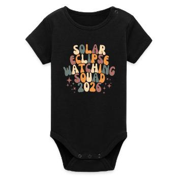 Total Solar Eclipse Island 2026 Reykjavik Vintage - Organic Kurzarm-Babybody von Stanley/Stella - Schwarz - Vorne