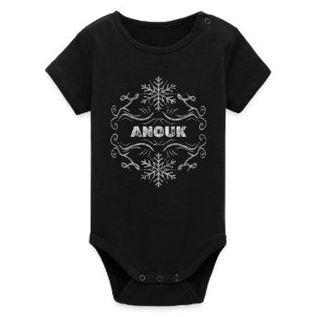 Nom de fille Anouk - Body bébé manches courtes bio Stanley/Stella - noir - Devant