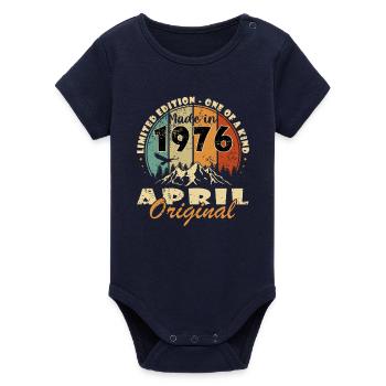 Jubilee year April 1976 - Organic Short Sleeve Baby Bodysuit by Stanley/Stella - navy - Front