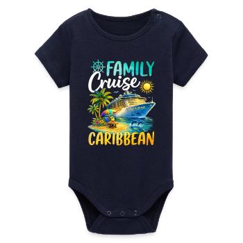Family Cruise Caribbean - Organic Kurzarm-Babybody von Stanley/Stella - Navy - Vorne