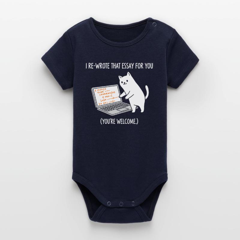 Code cat explains tasks Organic Short Sleeve Baby Bodysuit by Stanley/Stella
