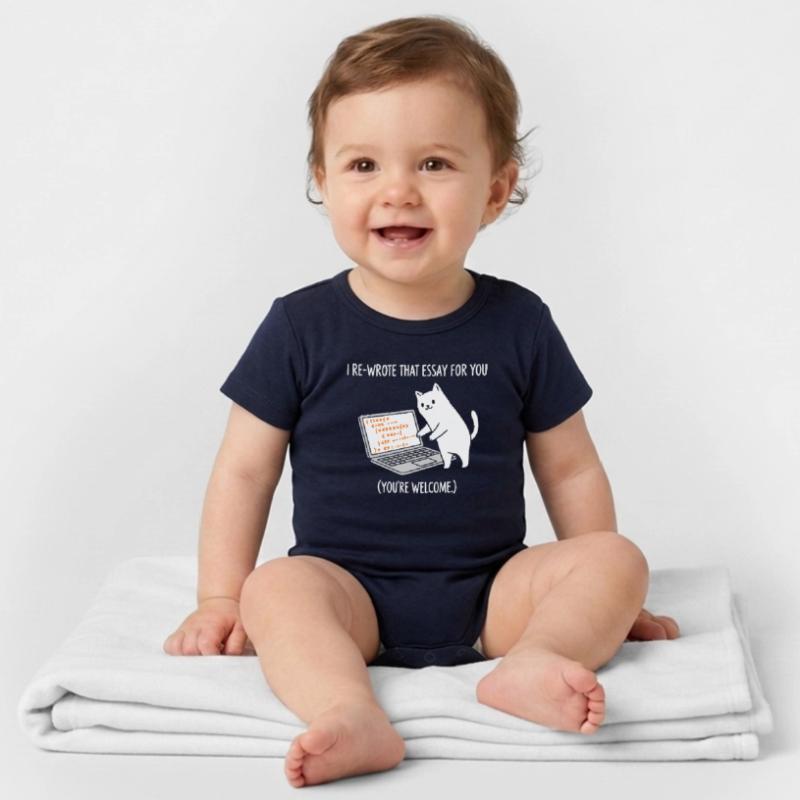 Code cat explains tasks Organic Short Sleeve Baby Bodysuit by Stanley/Stella