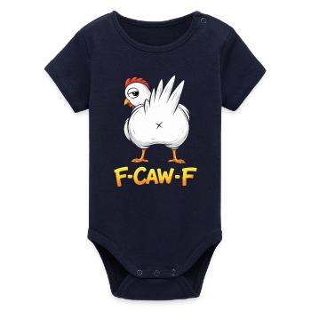 F-Caw-F poulet Humour adulte Coq drôle Fcawf - Body bébé manches courtes bio Stanley/Stella - marine - Devant