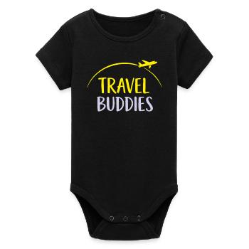 Travel Buddies - Organic Short Sleeve Baby Bodysuit by Stanley/Stella - black - Front