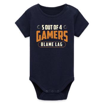 5 von 4 Spielern geben Lag-Gaming-Humor die Schuld - Organic Kurzarm-Babybody von Stanley/Stella - Navy - Vorne