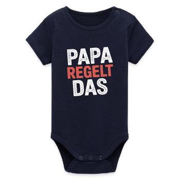 Papa règle le drôle de phrase « Père de famille » - Body bébé manches courtes bio Stanley/Stella - marine - Devant