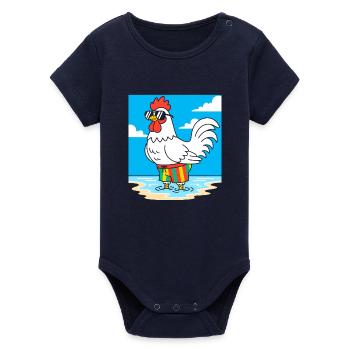 Sommerhuhn am Strand - Organic Kurzarm-Babybody von Stanley/Stella - Navy - Vorne