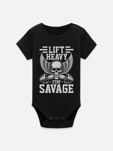 Body Building - Organic Kurzarm-Babybody von Stanley/Stella - Schwarz