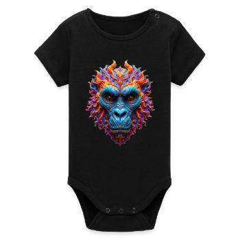 Gorille Flamboyant Éclatant - Body bébé manches courtes bio Stanley/Stella - noir - Devant