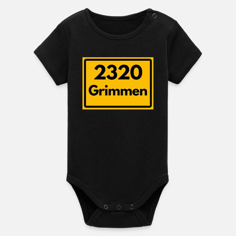 OLD POSTCODE POSTCODE RETRO 2320 GRIMMEN HEIMAT - Organic Short Sleeve Baby Bodysuit by Stanley/Stella - black