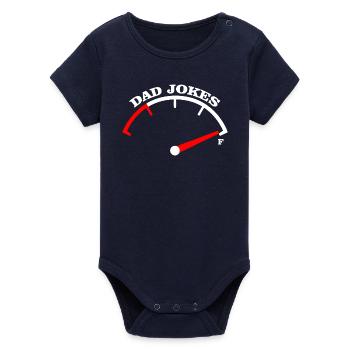Papa-Witze Meter-Abschlag-Design - Organic Kurzarm-Babybody von Stanley/Stella - Navy - Vorne