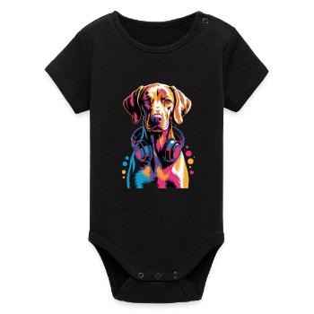 Viszla - Organic Short Sleeve Baby Bodysuit by Stanley/Stella - black - Front