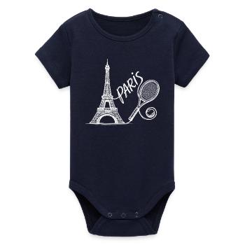 Chemise du tournoi de tennis de Paris, mode rétro de tennis - Body bébé manches courtes bio Stanley/Stella - marine - Devant