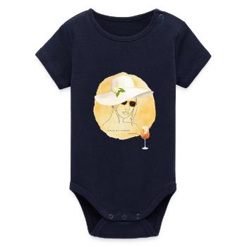 Amalfi Mood Lemon Summer Design - Organic Short Sleeve Baby Bodysuit by Stanley/Stella - navy - Front
