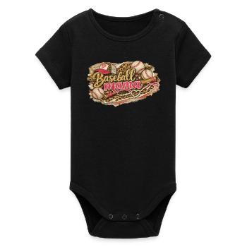 Baseball Mama Leopard - Grunge Western Style - Organic Short Sleeve Baby Bodysuit by Stanley/Stella - black - Front
