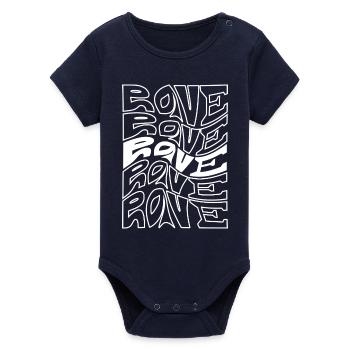 Rave Typography Waves Pattern - Organic Short Sleeve Baby Bodysuit by Stanley/Stella - navy - Front