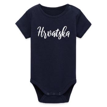 Hrvatska Script Identity - Organic Short Sleeve Baby Bodysuit by Stanley/Stella - navy - Front