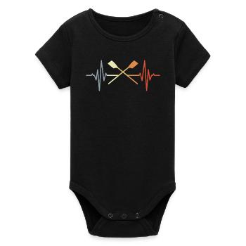 Vintage Rowing Pulse Rate - Organic Short Sleeve Baby Bodysuit by Stanley/Stella - black - Front
